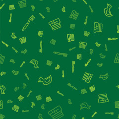 Set line Toothbrush, Rubber duck and Towel stack on seamless pattern. Vector