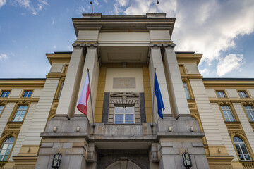 Front view of Chancellery of the Prime Minister of Poland in Warsaw, Poland