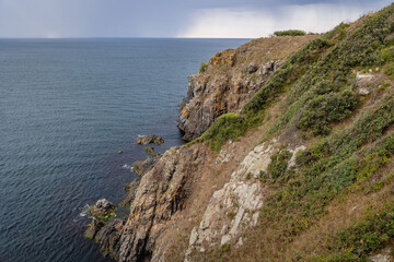 Saint Agalina Cape cliffs on Black Sea shore in Burgas Province, Bulgaria