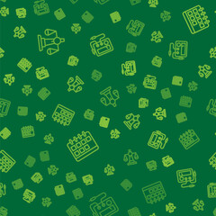 Set line Scales of justice, Calendar and Multimeter, voltmeter on seamless pattern. Vector