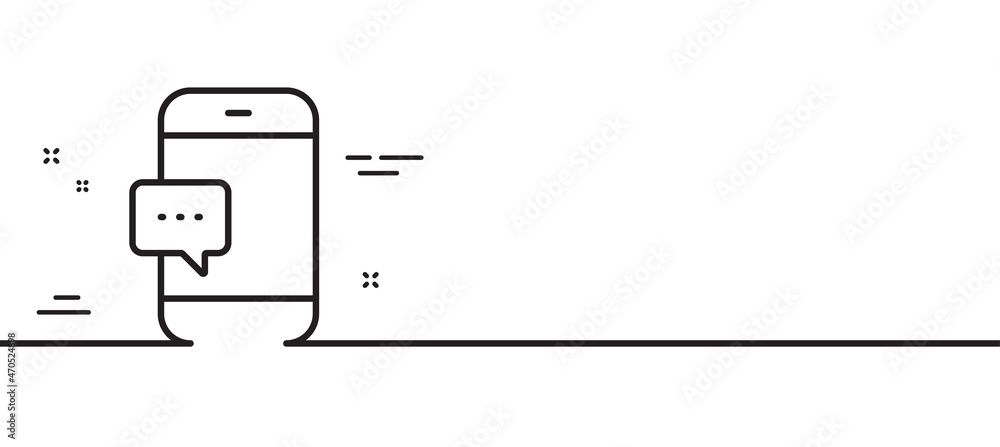 Poster smartphone message icon. cellphone or phone messenger sign. communication mobile device with chat sy