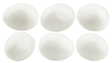 boiled egg without shell, isolated on white background, clipping path, full depth of field