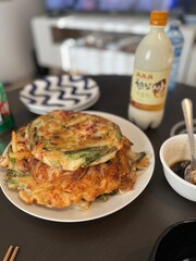 Korean pancake, Korean rice wine, korean food