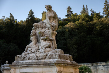 Fototapeta na wymiar Nympaeum of the Jardins de la Fountain (gardens of the Fountain) in Nîmes, South of France