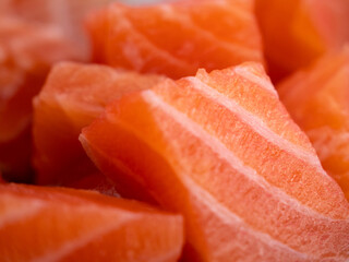 Fillet of red fish, cut into pieces.