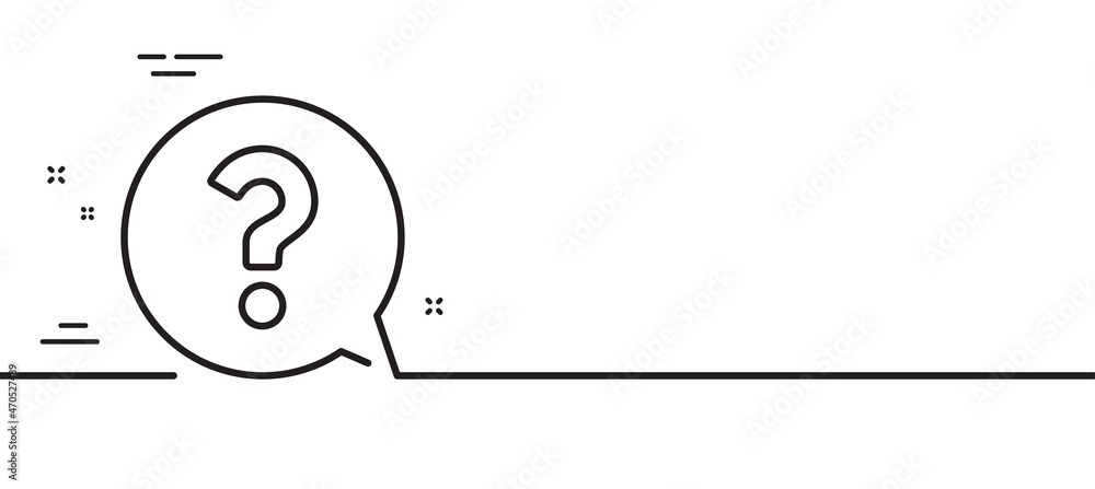 Poster question mark line icon. help speech bubble sign. faq symbol. minimal line illustration background. 