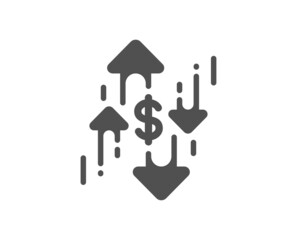 Dollar rates icon. Currency exchange sign. Money trade symbol. Classic flat style. Quality design element. Simple dollar rate icon. Vector