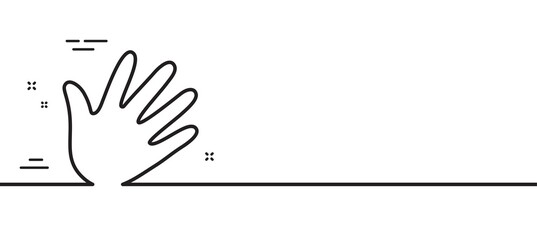 Hand wave line icon. Palm sign. Minimal line illustration background. Hand line icon pattern banner. White web template concept. Vector