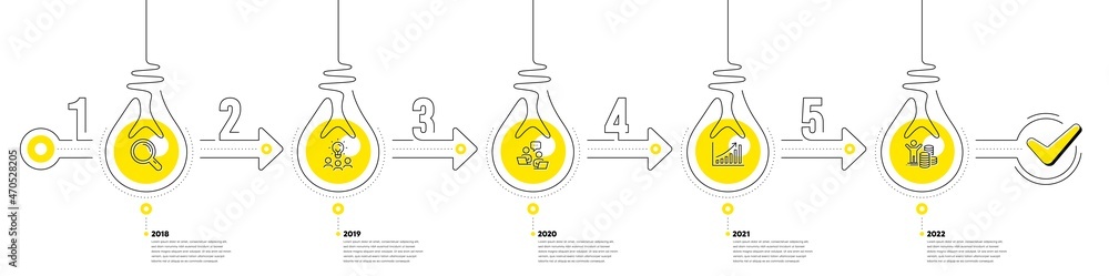 Poster lightbulb journey path infographics. business infographic timeline with 5 steps. workflow process di