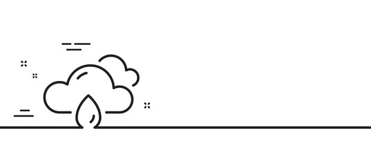 Rainy weather forecast line icon. Clouds with rain sign. Cloudy sky symbol. Minimal line illustration background. Rainy weather line icon pattern banner. White web template concept. Vector