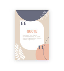 Quote abstract background. Social media design concept. Vector concept. Cream color. Abstract minimal design. Frame template. Circle triangle.