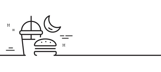 Night eat line icon. Fast food before sleep sign. Gluttony symbol. Minimal line illustration background. Night eat line icon pattern banner. White web template concept. Vector