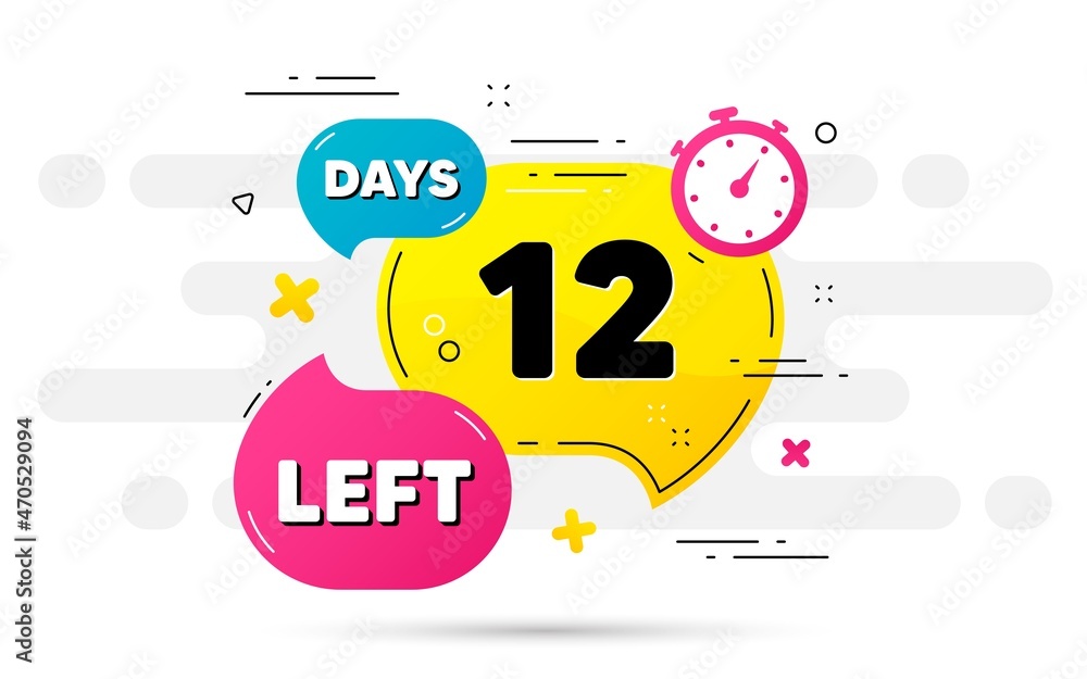 Poster twelve days left icon. countdown number on abstract flow pattern. 12 days to go sign. count offer da