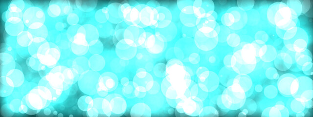 Abstract cyan background with blurred bokeh lights background design