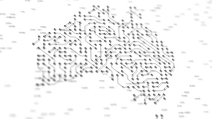 Australia cloud computing IOT mobile data network connectivity technology - 3D Illustration rendering