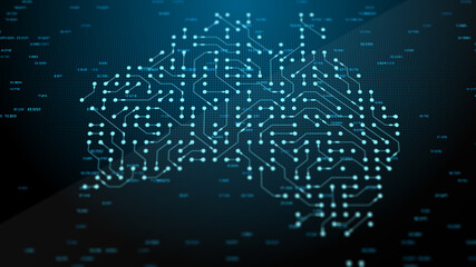 Australia connected devices internet of things IoT cloud computing data network - 3D Illustration rendering