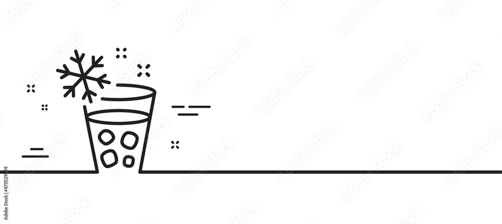 Poster glass with ice line icon. ice maker sign. freezing function symbol. minimal line illustration backgr