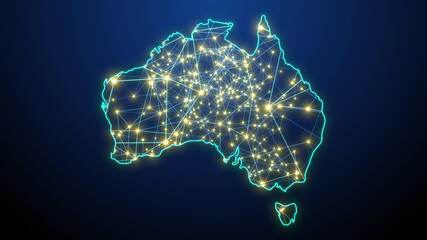 Australia cloud computing network data wireless connection for Internet of things IOT - 3D Illustration rendering