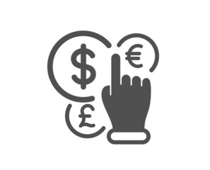 Money currency icon. Cash exchange sign. Stock trade symbol. Classic flat style. Quality design element. Simple money currency icon. Vector