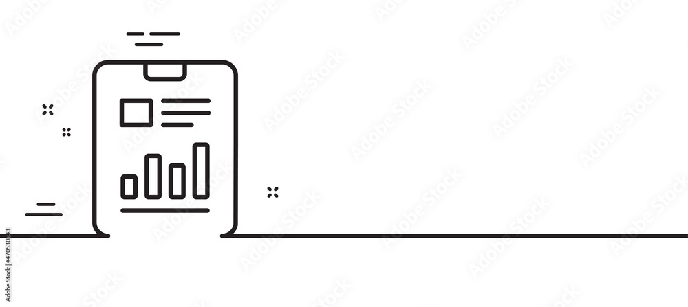 Poster report document line icon. analysis chart or sales growth sign. statistics data symbol. minimal line