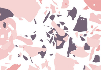 Terrazzo modern abstract template. Pink and grey