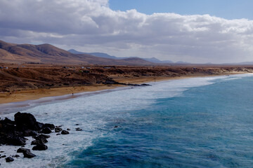 Aerial view on the beach El Cotillo on the Canary Island Fuerteventura.