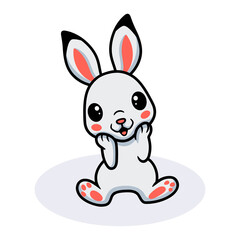 Cute little rabbit cartoon sitting