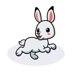 Cute little rabbit cartoon jumping
