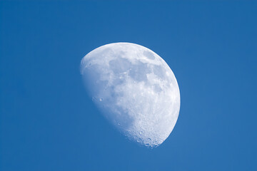 The waxing Gibbous moon close up detail