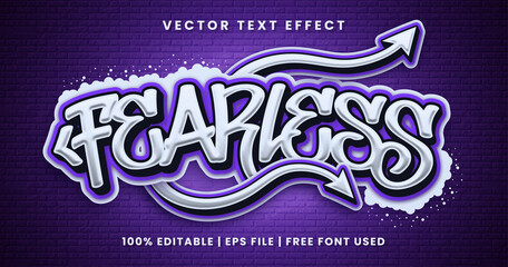 Fearless text, 3d graffiti editable text effect template - obrazy, fototapety, plakaty