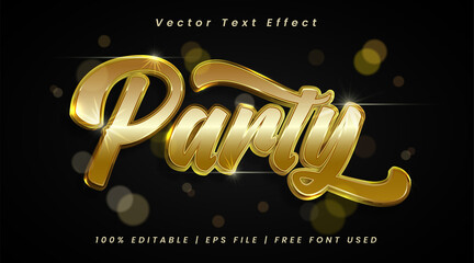 Party text, shine gold editable text effect template