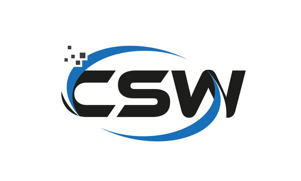 dots or points letter CSW technology logo designs concept vector Template Element