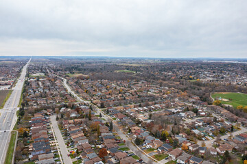Drone photo of Brampton by Hurontario and the 410 and sandalwood parkway  loafers lake  and Turnberry golf club in view 