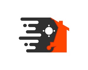 Simple house with fast construction crane inside