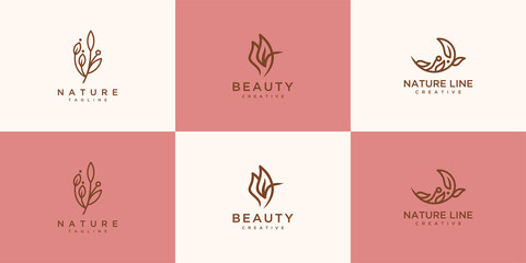 Nature cosmetics logo collection .