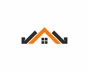 Roofing house with orange and black color logo