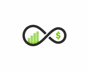 Chart growth up and dollar symbol in the middle