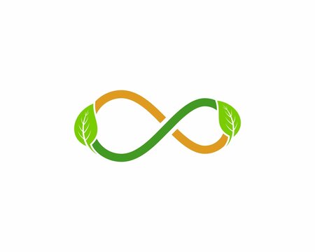 Infinity symbol with green leaf surrounding