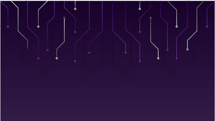 Vector abstract background on the theme of digital technology, future, cyberpunk. Dark blue background with bright blue lines computer elements. Banner template design for web, copyspace.