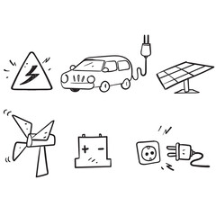 hand drawn doodle electricity related icon illustration vector isolated