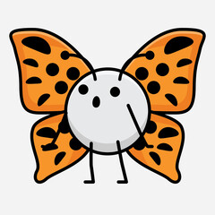 Vector Illustration of Butterfly Character on Isolated Background