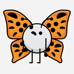 Vector Illustration of Butterfly Character on Isolated Background