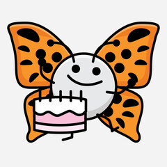 Vector Illustration of Butterfly Character on Isolated Background