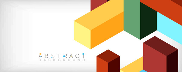 Obraz premium Abstract background. 3d cubes, cubic elements and blocks. Techno or business concept for wallpaper, banner, background, landing page