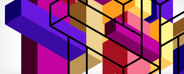 Abstract background. 3d cubes, cubic elements and blocks. Techno or business concept for wallpaper, banner, background, landing page