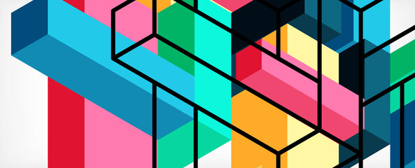 Abstract background. 3d cubes, cubic elements and blocks. Techno or business concept for wallpaper, banner, background, landing page