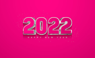 2022 happy new year pink 3d soft