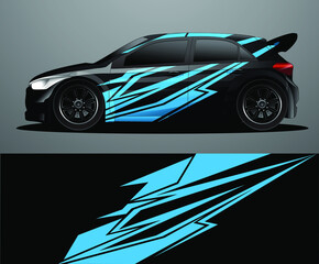 Obraz na płótnie Canvas Rally car decal graphic wrap vector, abstract background