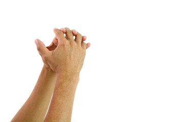 Obraz premium Symbol empty hand holding isolated on the white background.