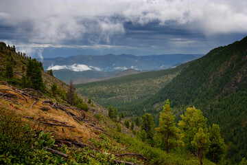 Khamar-Daban mountains in the south of Eastern Siberia before a thunderstorm